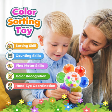 Sensory Toys Color Sorting Toys: Quiet Fidgets For Classroom Montessori Toys For Toddlers, Fine Motor Skill Games Preschool Learning Activities Calm Dwon Travel Toys For Boys Girls Gifts Ages 1-3 3-5