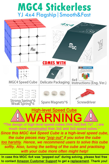 Cubershop Yj Mgc 4X4 Magnetic Stickerless Speed Cube, Yj Mgc 4 4X4 Flagship, 4 By 4 Yj Mgc Professional 60Mm Stickerless Cube, Yongjun Mgc Series Best 4X4X4 Speed Cube (Yj Mgc 4 M - Stickerless)
