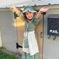 Aoiviss Girls Pioneer Costume Floral Colonial Prairie Dress For Little Kids With Apron And Bonnet, Green