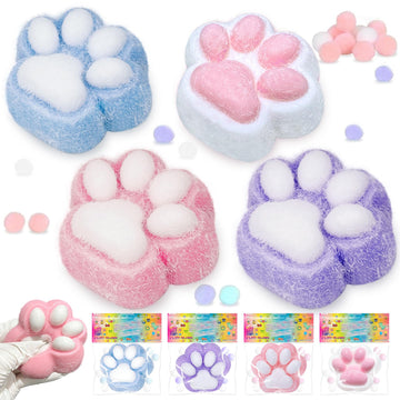 Stress Relief Toy Taba Cat Paw, 4Pcs Squeeze Toy Paw, Cute Sensory Toys, Handmade Soft Silicone Sticky Toys, Bouncy Stress And R