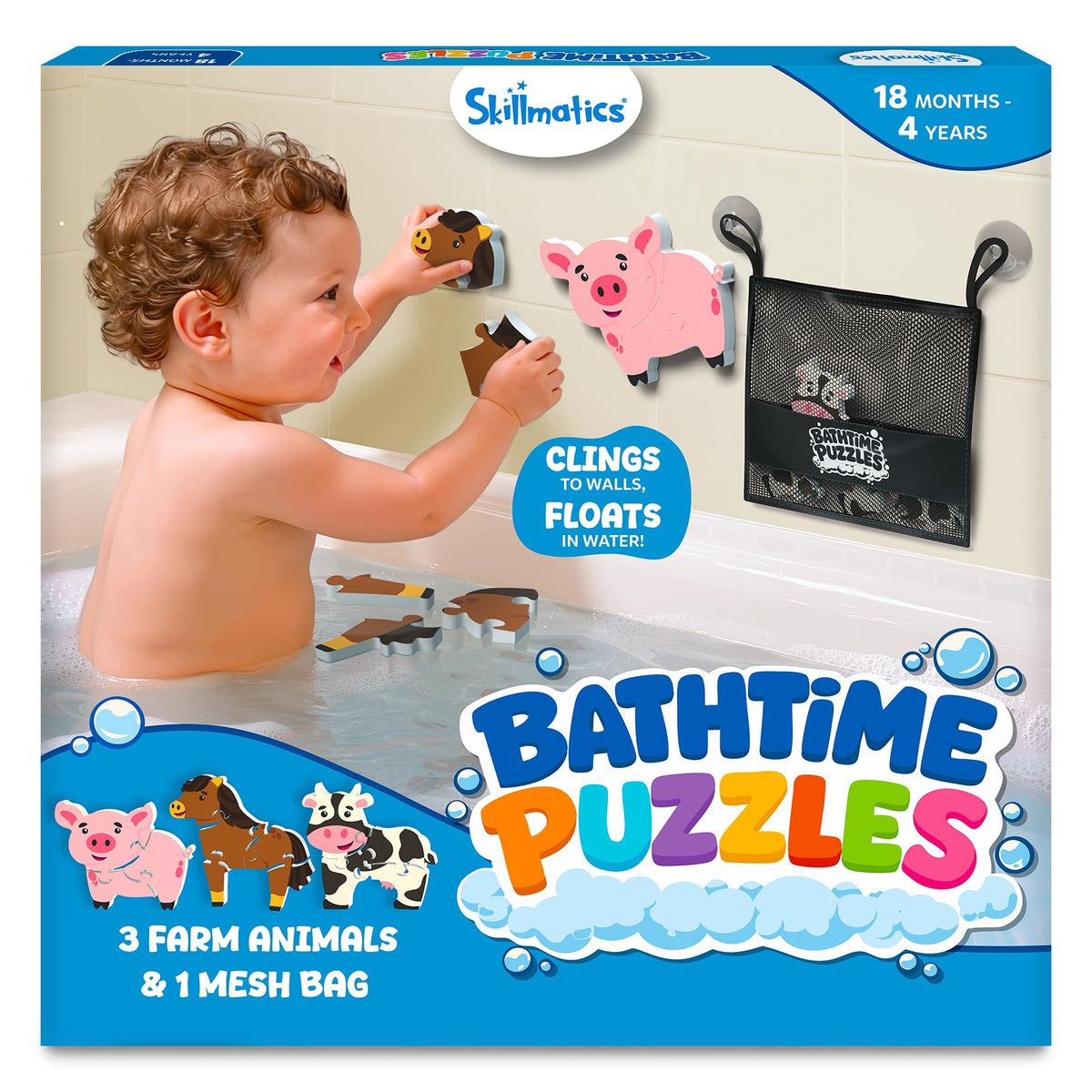 Skillmatics Bathtime Puzzles  Farm Animal Bath Toys, Floating Foam Puzzle