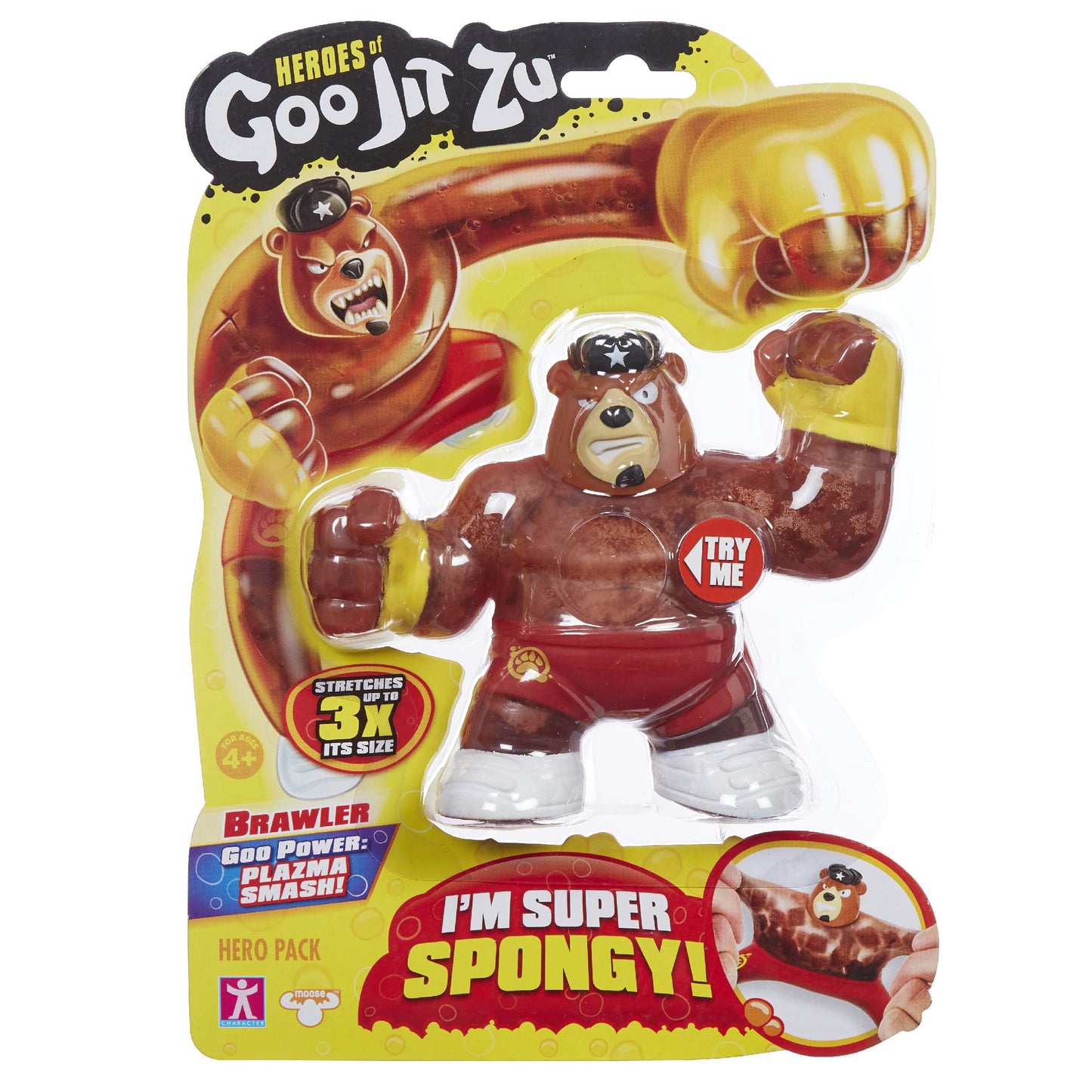 Goo Jit Zu Heroes of Goo Jit Zu - Multicolor Spongy Bear Action Figure, Model 41031, Medium Rubber Toy