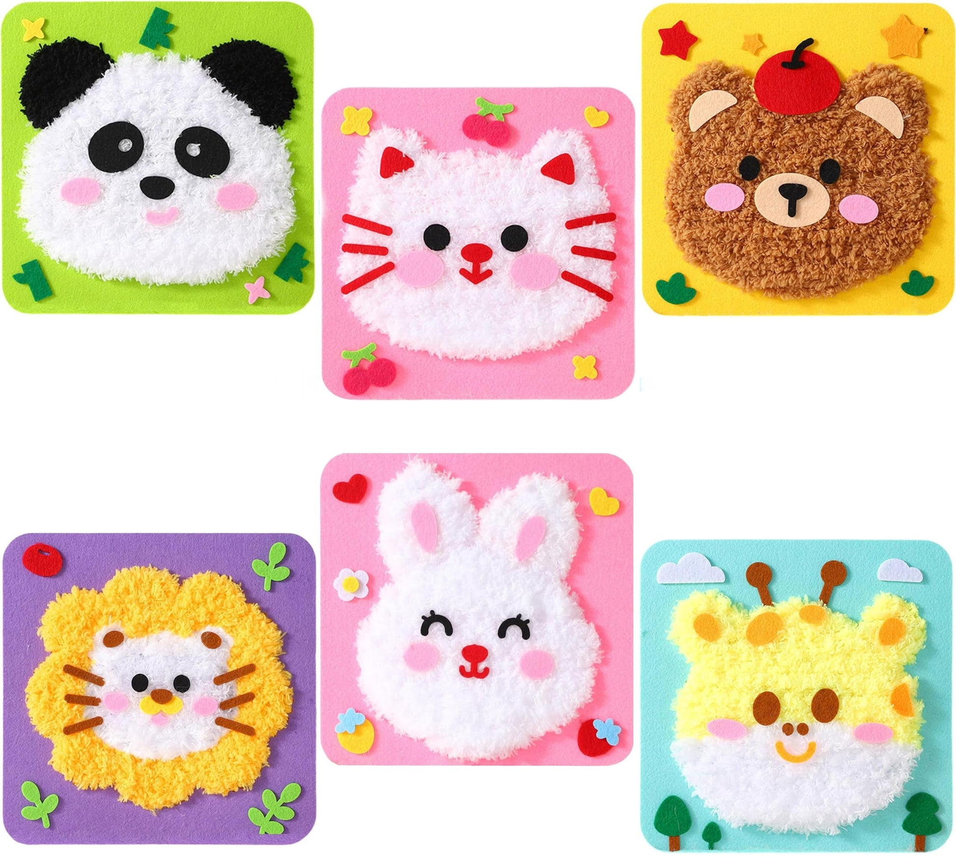 Amitasha 6 Pc Embroidery Sewing Kit For Kids Diy Needlework Stitching Arts & Crafts Soft Knitting Yarn For Boys Girls Christmas 
