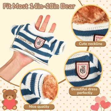 Sratte 8 Pcs Doll Clothes Bear Clothes Cute Stuffed Animal Doll Accessories Plush Toy Clothes Bear Sweater Outfit Fit Most 14-18 Inch Bears Animal Plush Dolls Stuffed Toys