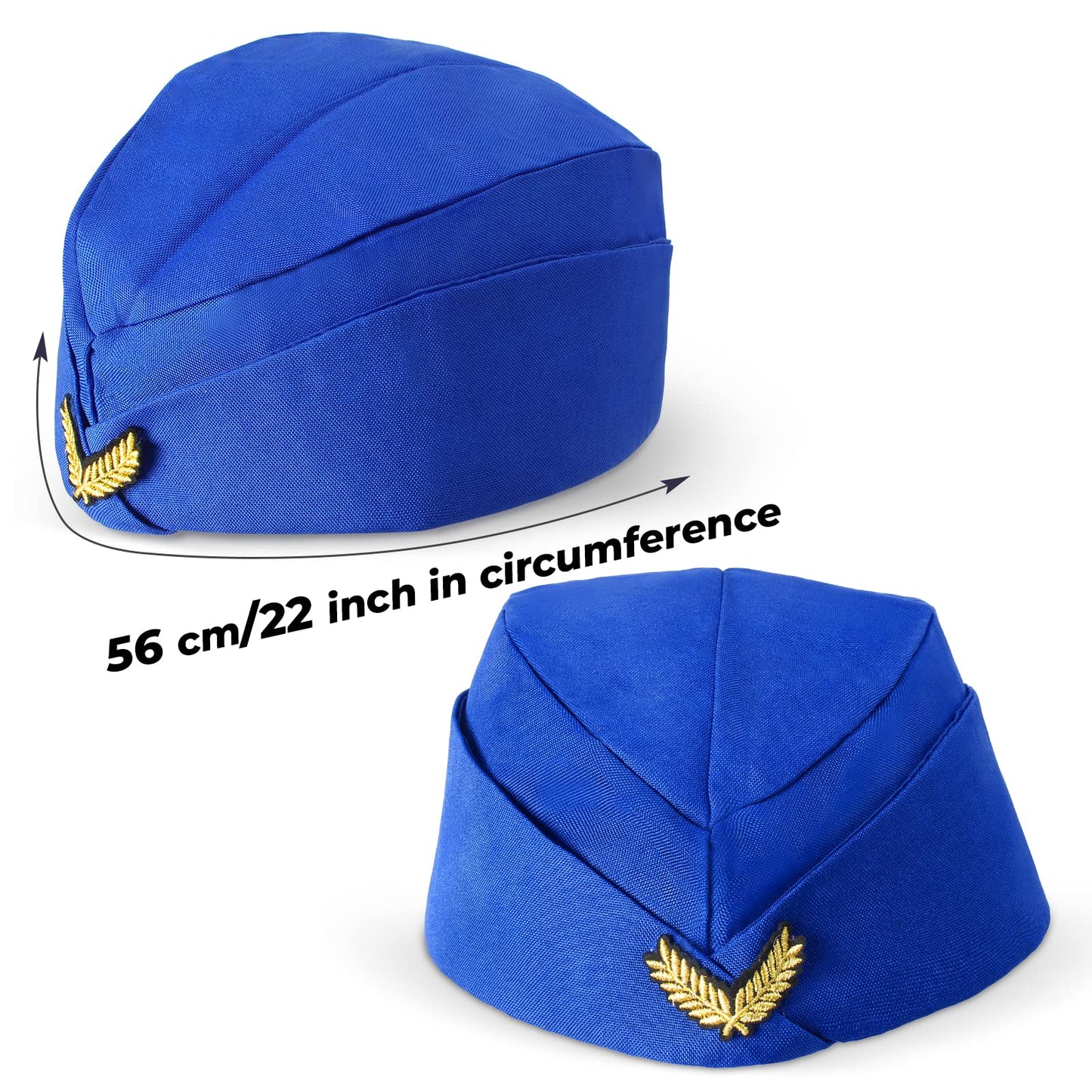 Keymall Kids Flight Attendant Costume Accessories Set Stewardess Hat Airline Hostess Costume Kits For Girls Dress Up Halloween Career Costume (Blue)