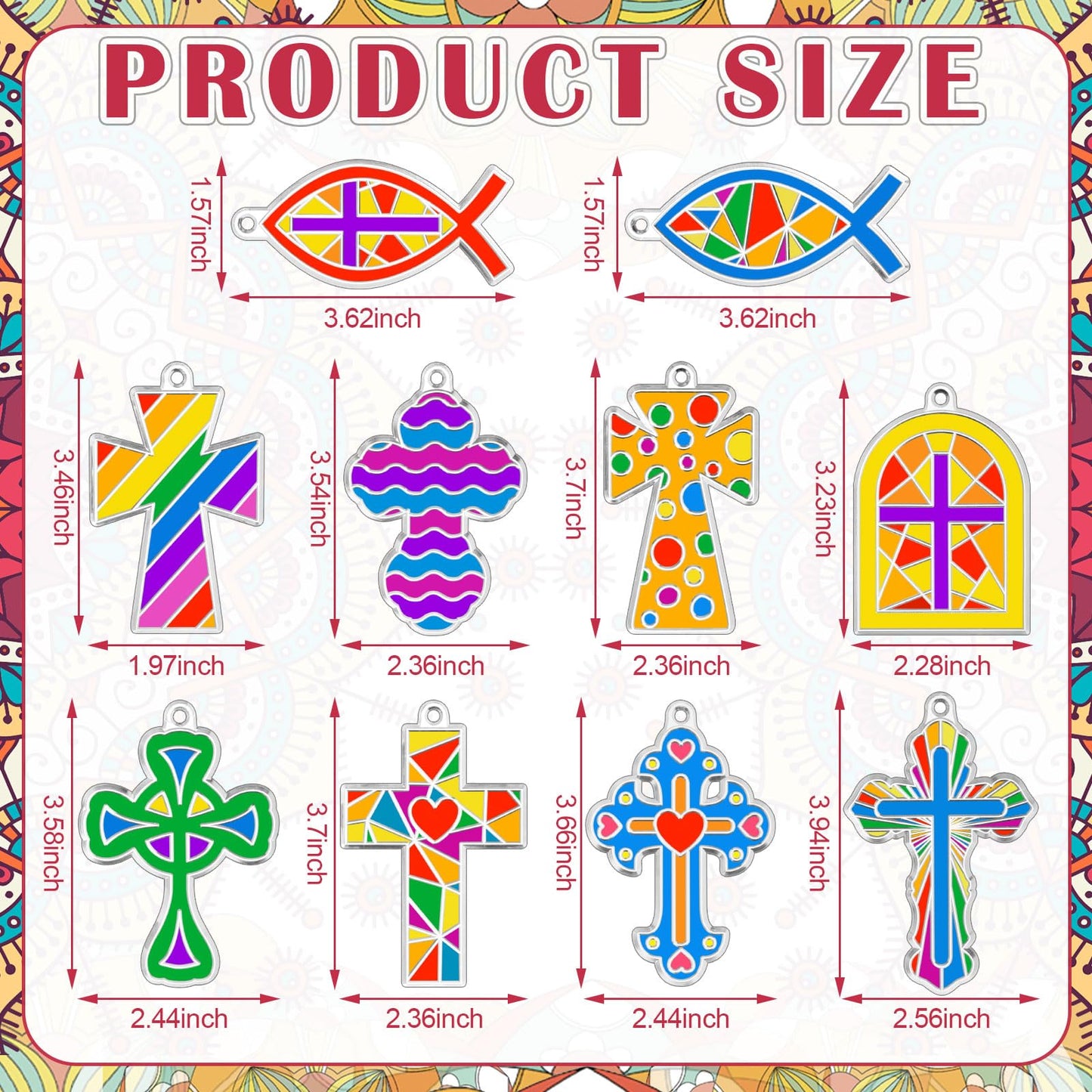 WinnerWhy 30 Sets Cross Suncatchers Window Art Kits, Christian DIY Sun Catchers Bulk Religious Crafts Paint Your Own Cross Windo