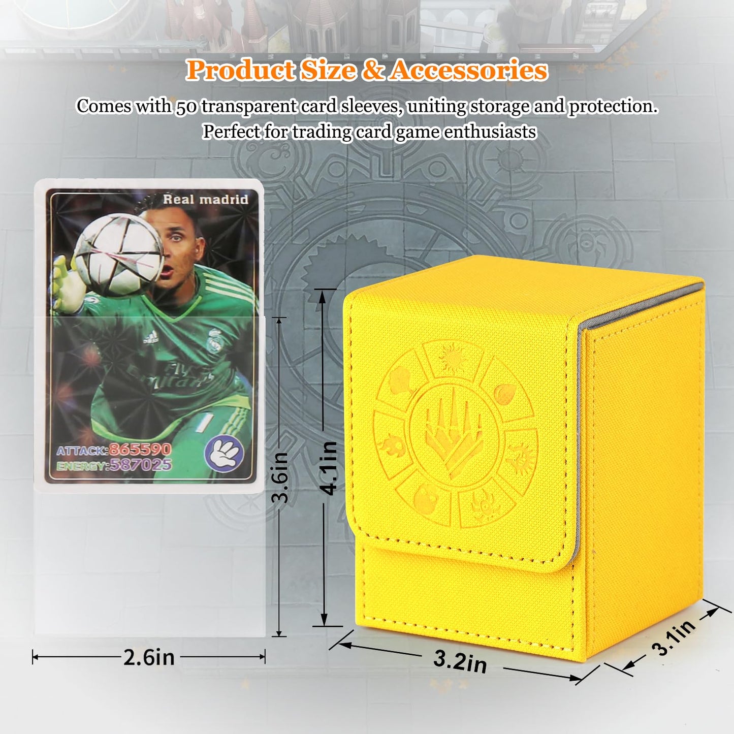 Arkeiliy Card Deck Box, 110+ Storage MTG Deck Box with 50 Pcs Card Sleeve, Collectible Trading Card Cases for Magic Commander an