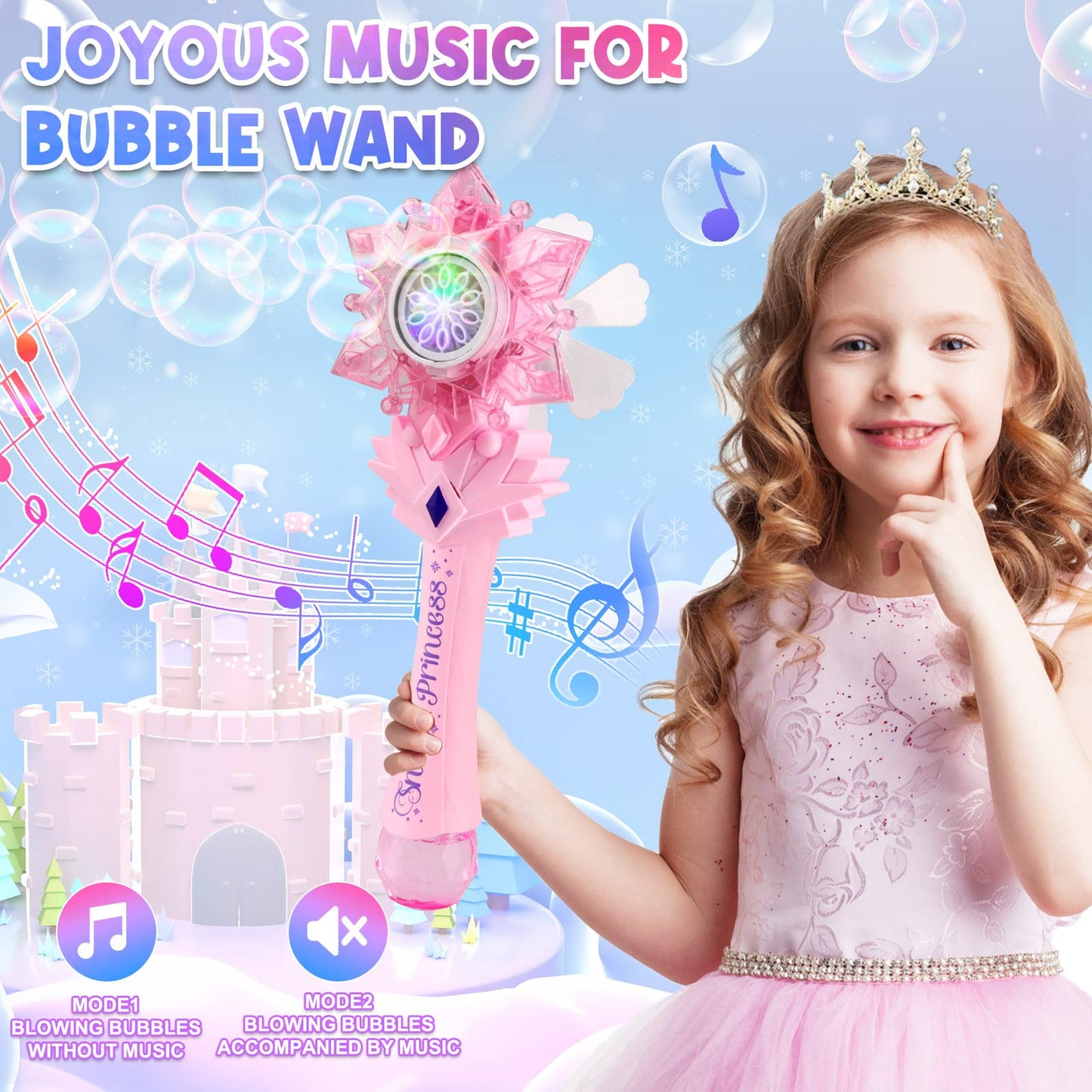 Chridark Bubble Wands For Kids Girls - Include 4 Bubble Solution, Light Up Led & Sound Effect, Outdoor Party Birthday Windmill Bubble Machine Toys For Toddlers, Gift For Girls Age 3 4 5 6 7 8 Year Old