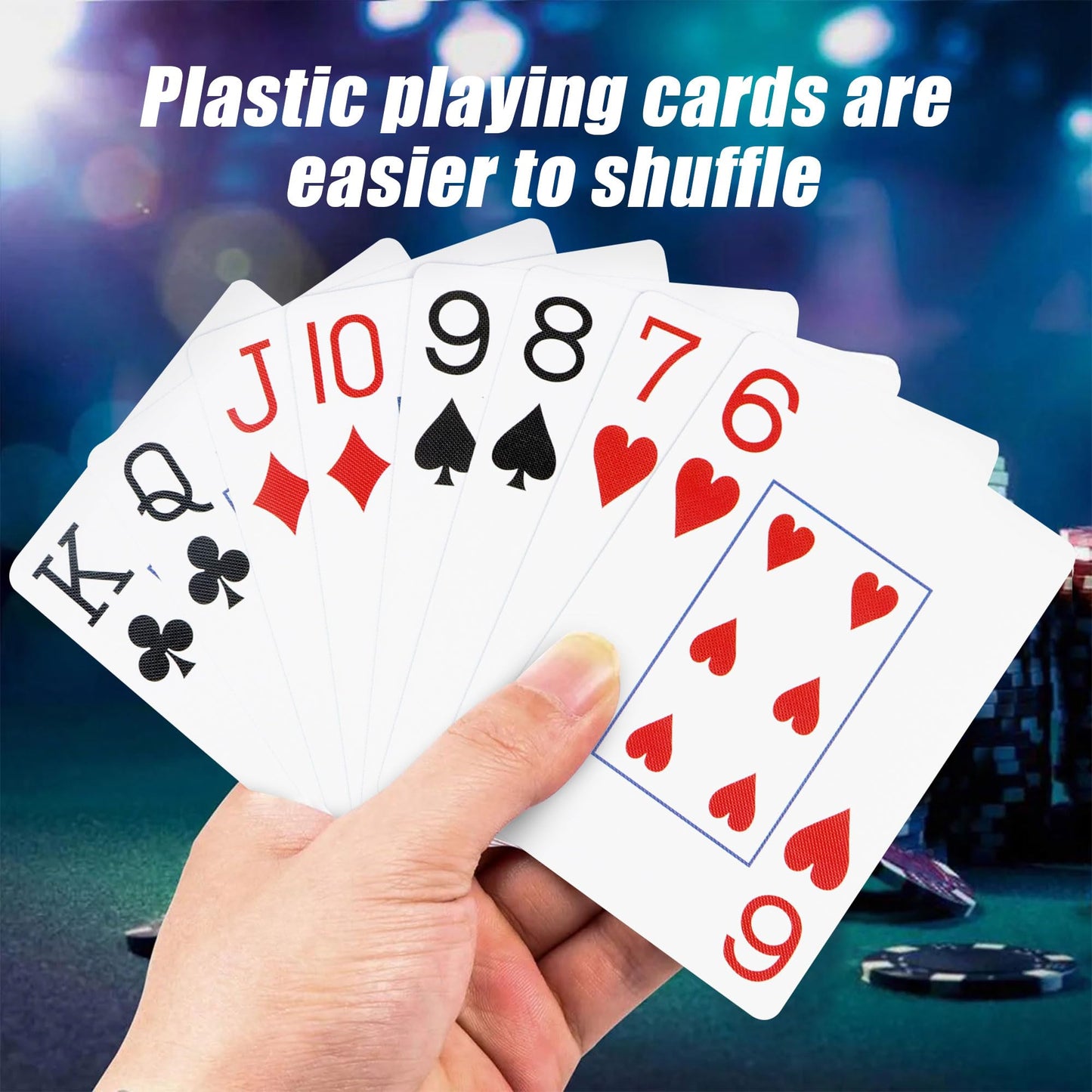 Playing Cards,Plastic Playing Cards Waterproof, Poker Size Cards Professional,Jumbo Index Large Print Playing Cards For Adults A