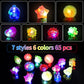 65 Pack Birthday Party Favors For Kids- Goody Bag Stuffers Light Up Rings Bulk Toys, Glow In The Dark Party Supplies - Led Colorful Rubber Rings Surprise Gifts For Halloween Party Easter Concert Shows