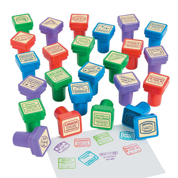Passport Stampers - 24 Pieces - Educational and Learning Activities for Kids