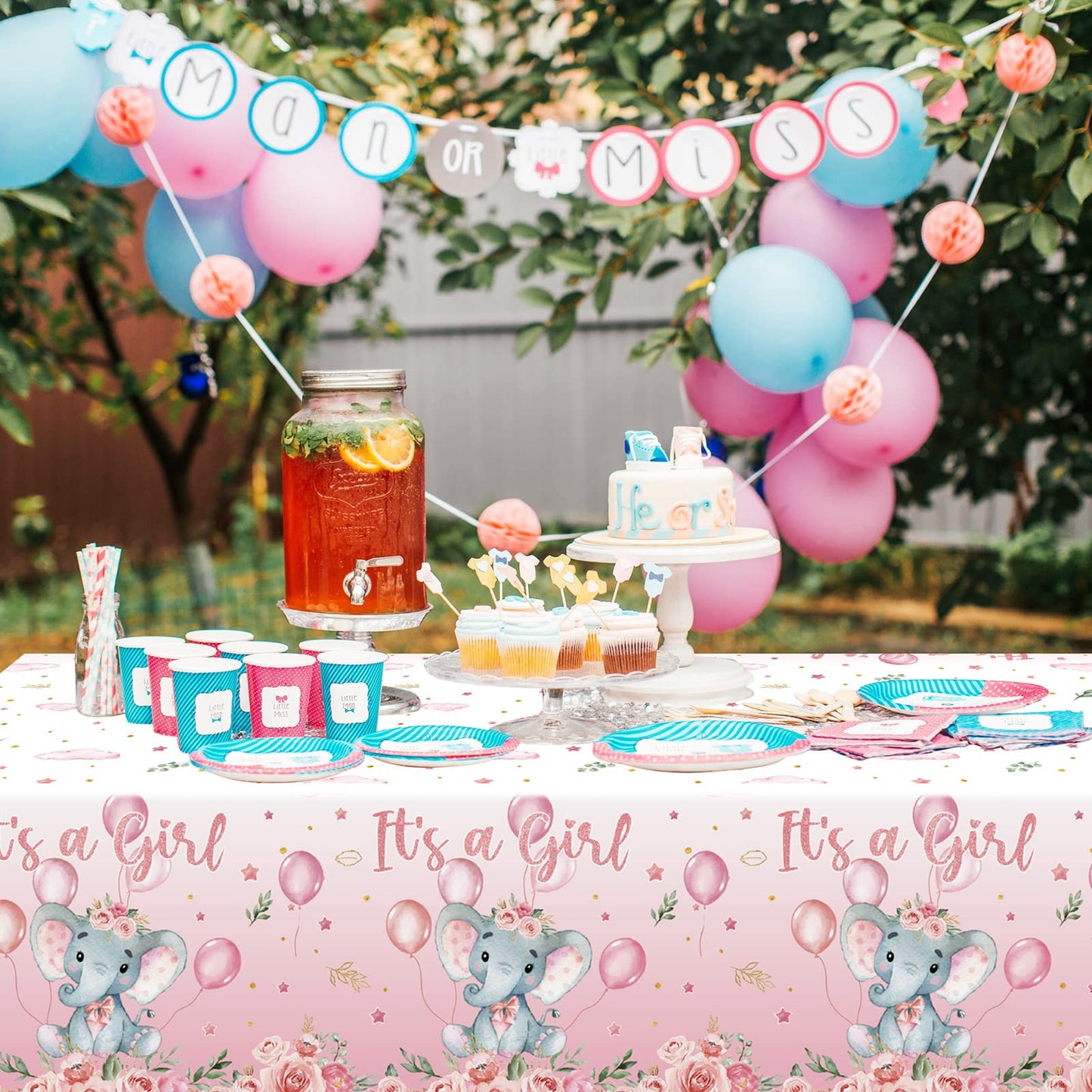 3 Pack Baby Shower Tablecloths Elephant Plastic Rectangle Baby Shower Table Covers For Boy Girl Gender Reveal Birthday Baby Show