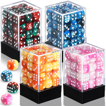 Foilswirl 144 Pieces 12Mm 6 Sided Mini Dice Set For School Classroom Table Games Marble Two Colors D6 Game Standard Dice With Po