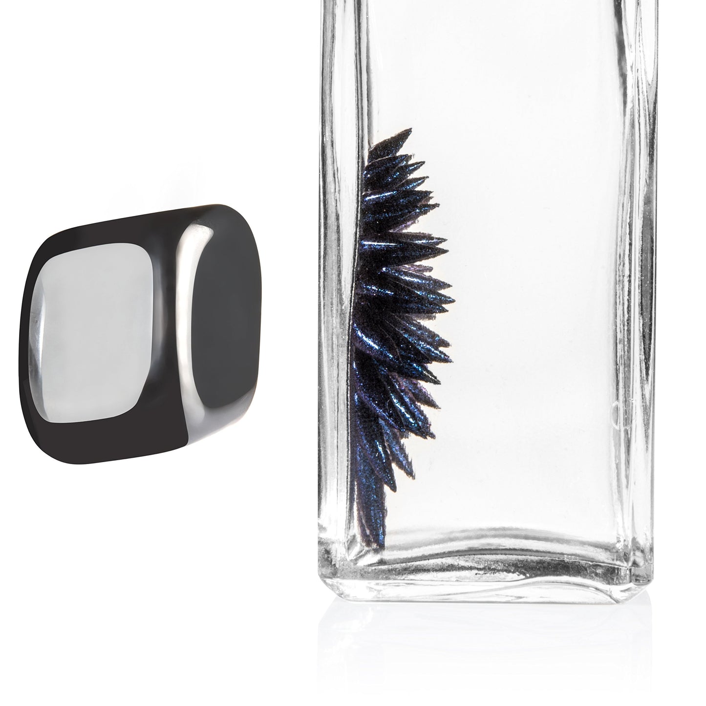 Blue Colored Ferrofluid In A Bottle Display