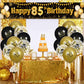 Black Gold 85Th Birthday Decorations For Men Women, Black And Gold Birthday Yard Banner Sign And 18 Pcs 85Th Happy Birthday Balloons For 85Th Anniversary Birthday Party Supplies Outdoor Yard Decor