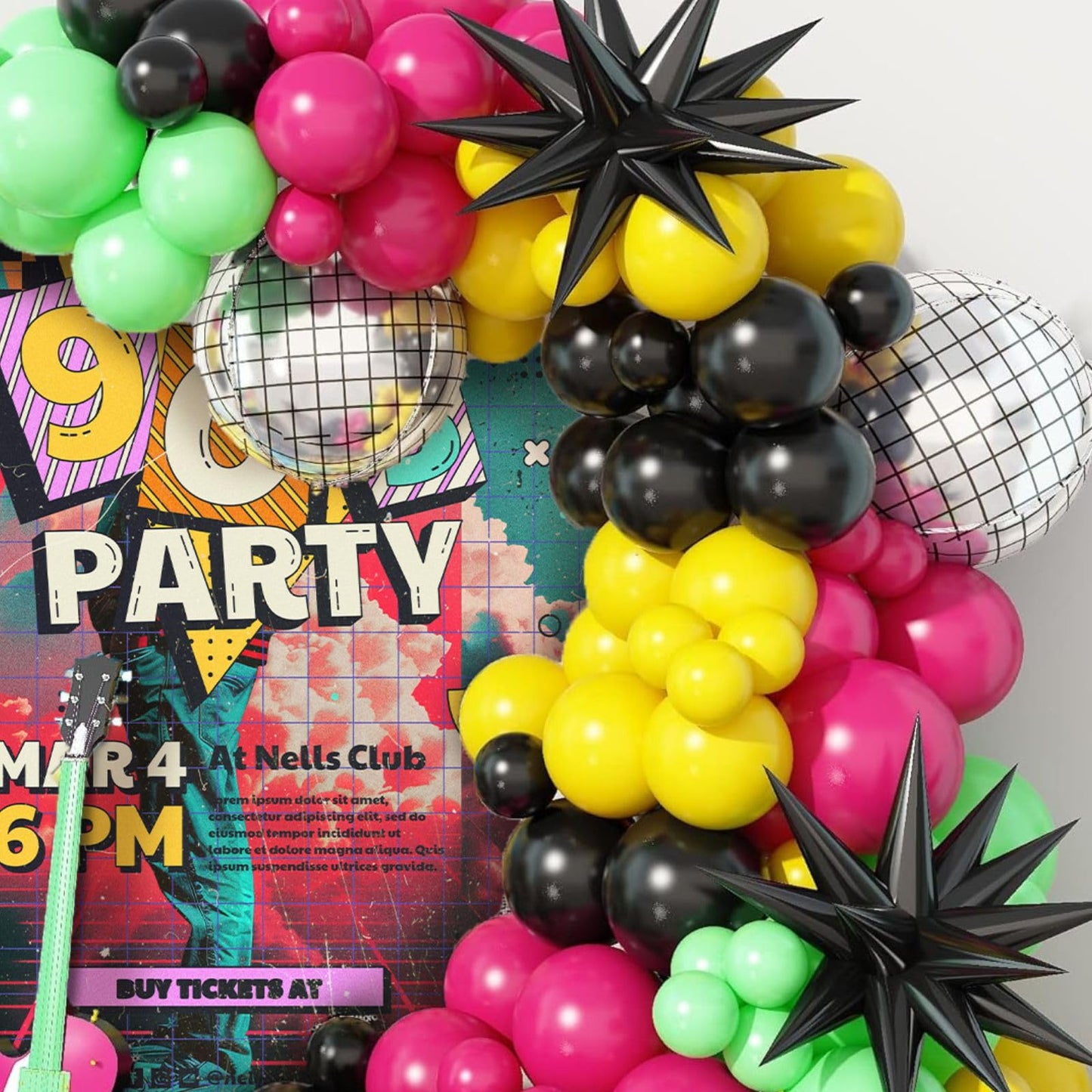80S 90S Party Decorations, Disco Balloon Arch Kit 80S 90S Theme Party Decorations, 80S 90S Balloon Arch Include Rose Red Black Y