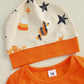 Lukivech My 1st Halloween Baby Boy Outfit Letter Print Long Sleeve Romper Pumpkin Ghost Spider Long Pants Hat 3Pcs Set (AA-Orang
