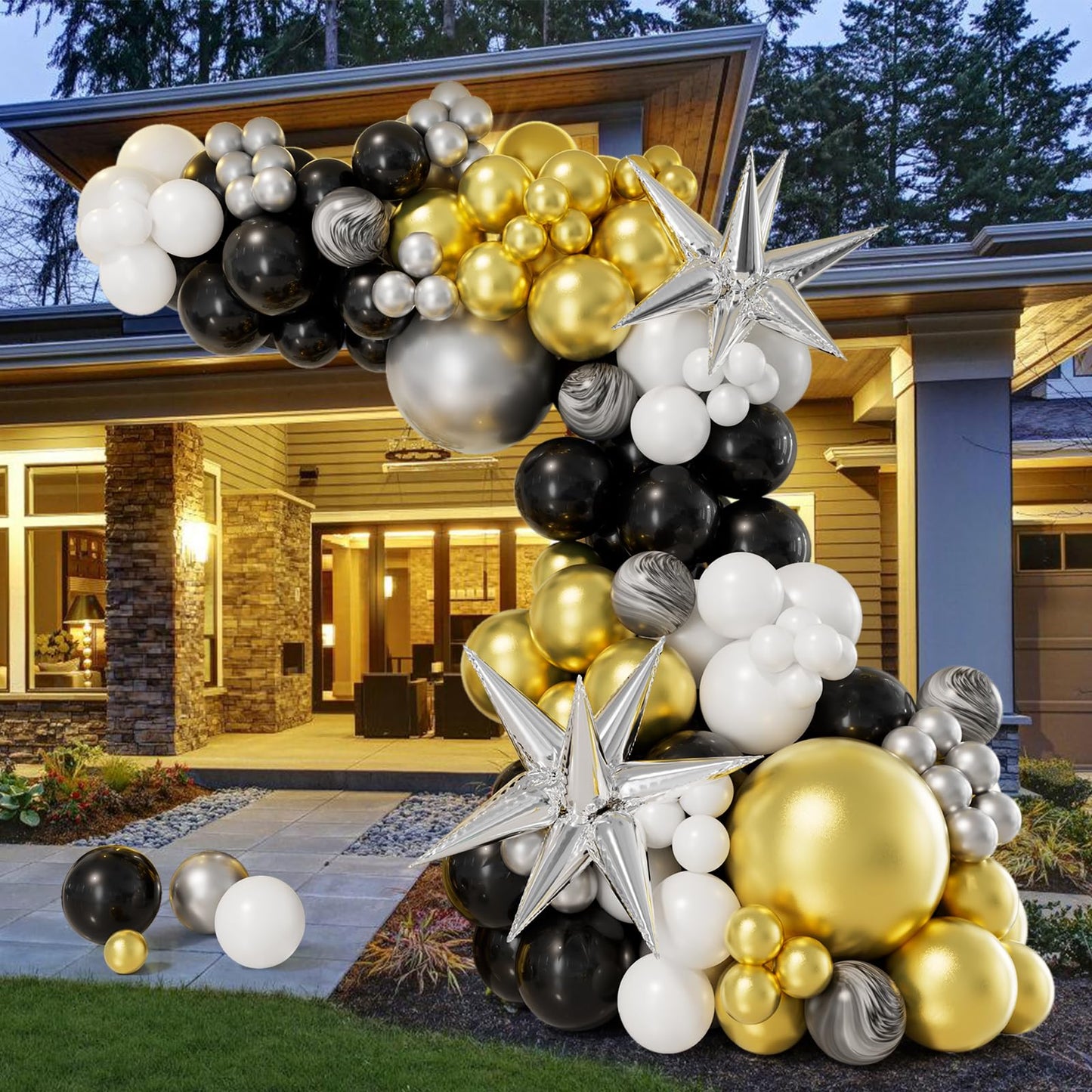 Aobkdeco 151Pcs Christmas Balloon Garland Arch Kit With Red White Golden Dark Green Balloons Candy Foil Balloons Candy Cane Ball