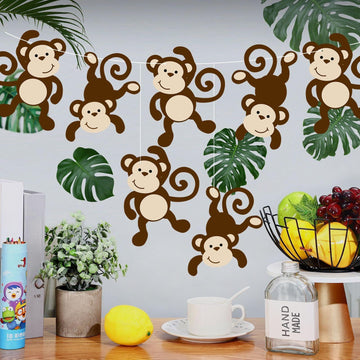 Qunclay Monkey Cutouts Jungle Party Decorations Monkeys Birthday Party Supplies Paper Safari Hanging Wall Decor Animal Print Sup