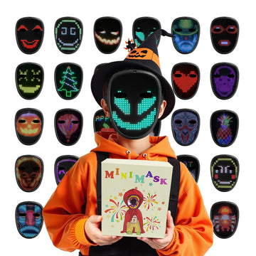 JDBMAOYE Led Mask,Led Mask For Kids,Light Up Mask With Gesture Sensing,Led Halloween Mask For Halloween Costume,Cosplay Party An
