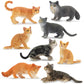 Toymany 8Pcs Grey & Orange Cat Figurines Set, Realistic Cat Figures Kitten Toys, Cat Cake Toppers Christmas Birthday Gift For Kids Children
