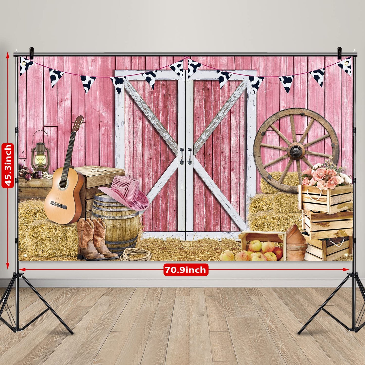 Western Cowgirl Banner Cowgirl Party Decoration Backdrop Pink Western Rustic Wooden House Barn Photography Background For Birthd