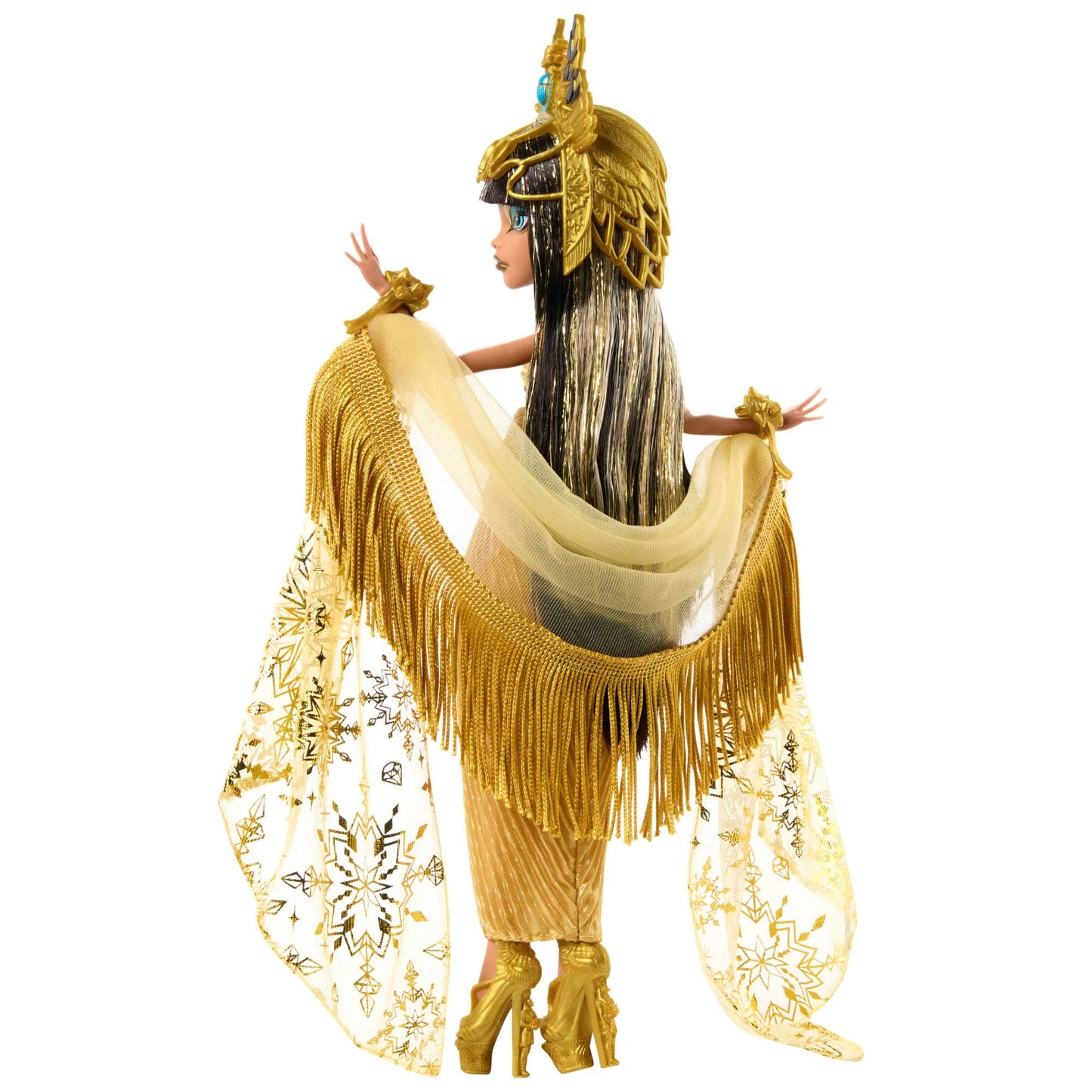 Monster High Howliday Doll, Winter Edition Cleo De Nile Collectible in Golden Gown with Gleaming Accessories and Shimmery Fringe