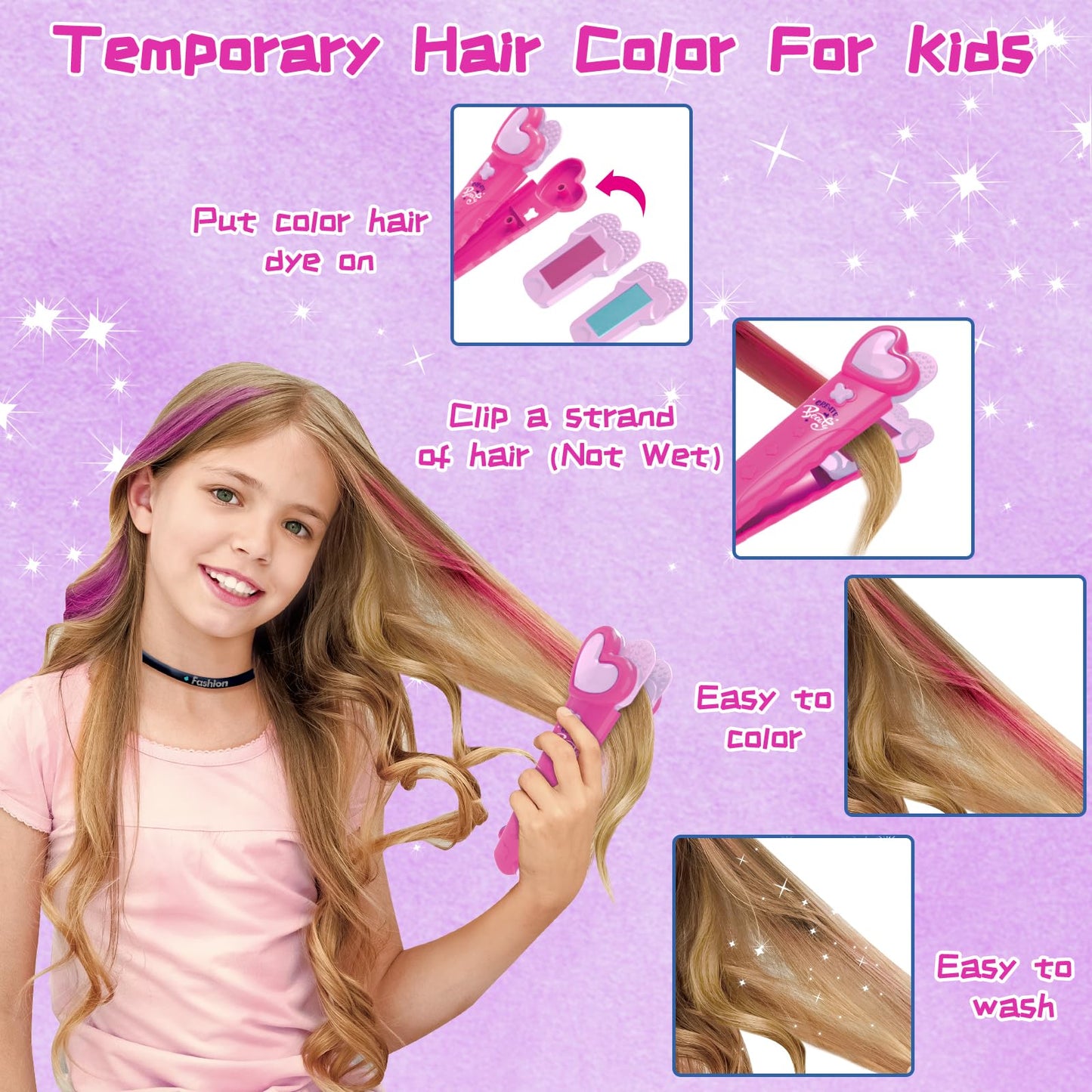 Gifts2U Hair Salon Toys For Girls, 26 Pcs Realistic Girl Beauty Salon Playset Hair Styling Set With Blow Dryer, Barber Costume A