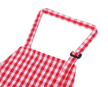 Jennice House Kids Aprons, Children'S Artists Aprons Pure Cotton Gingham Aprons With Pocket And Adjustable Neck Strap, Painting Apron, Baby Chef Apron Party Aprons (Red, S)