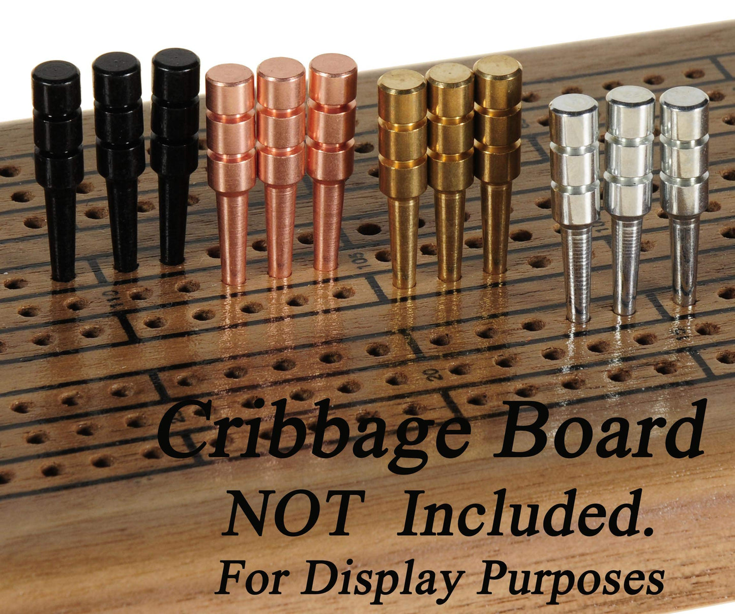 Deluxe Games and Puzzles Premium Metal Cribbage Pegs Set of 12, 1 5/16” Tall, Tapered for 1/8 Holes, Black/Silver