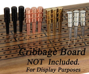 Deluxe Games and Puzzles Premium Metal Cribbage Pegs Set of 12, 1 5/16” Tall, Tapered for 1/8 Holes, Black/Silver