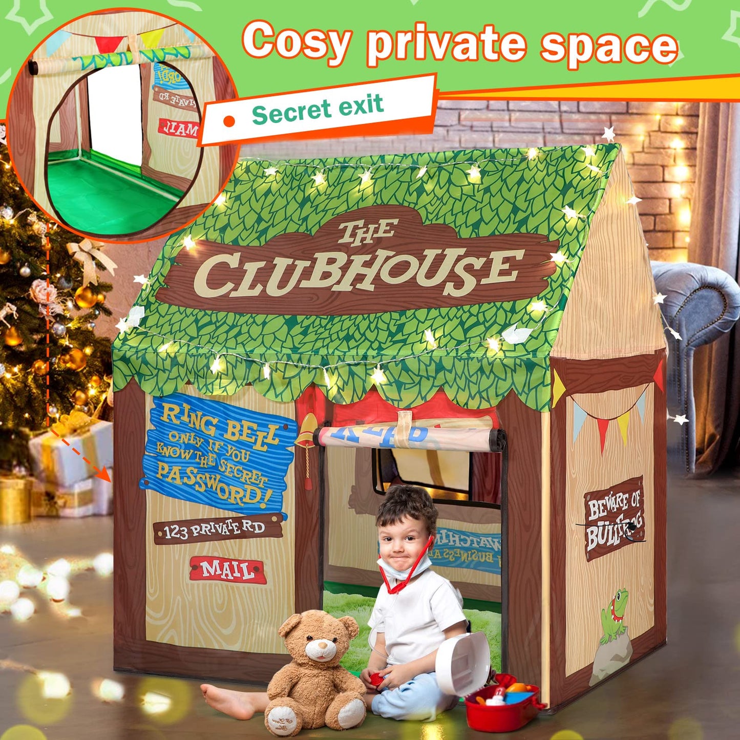 SweHouse Play Tent for Kids - Indoor/Outdoor Polyester Playhouse, 38.6" L x 27.6" W x 42.5" H, Perfect Gift for Boys & Girls