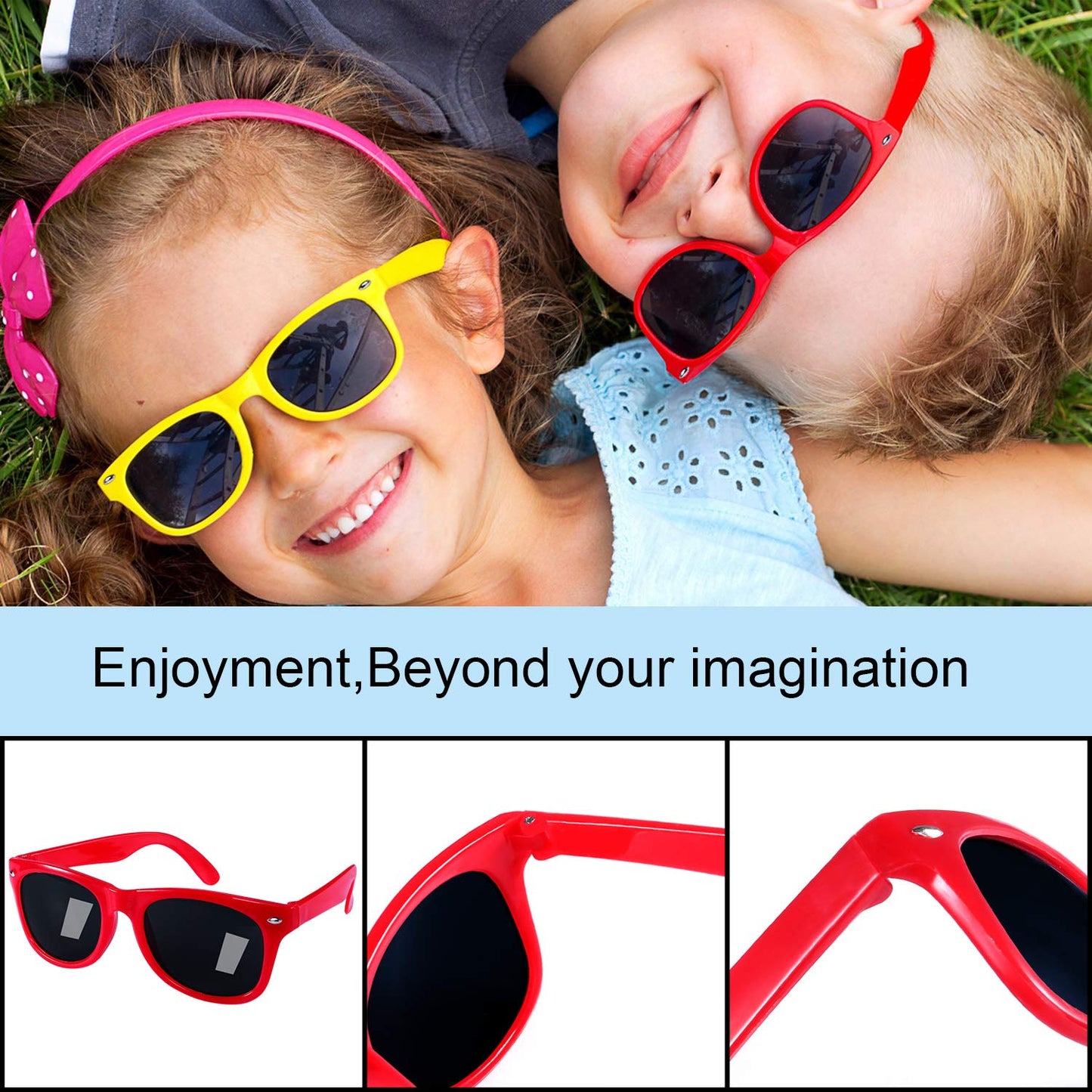 GINMIC Kids Sunglasses Party Favors, 12Pack Neon Sunglasses for Kids, Boys and Girls, Great Gift for Birthday Party Supplies, Be