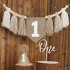 1St Birthday Decorations Boys High Chair Banner With One Cake Topper Brown Conical Hat For First Party