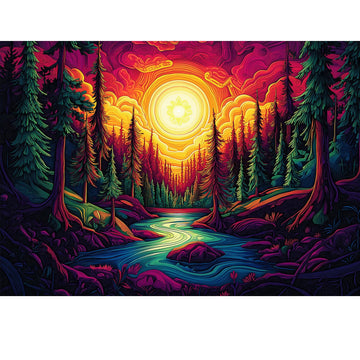 Forest Landscape Jigsaw Puzzles For Adults 1000 Pieces Sunset Scene River Tree Puzzle Challenging Difficult Puzzles Nature Art F