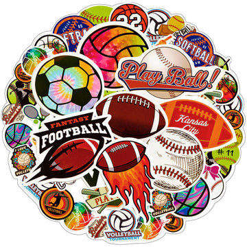 100Pcs Sports Stickers For Water Bottles, Sport Theme Stickers For Kids Boys Teens Include Volleyball Softball Football Basketba