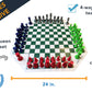 WE Games Four Player Chess Set - Navy Blue Vinyl Roll Up Mat with 4 Sets of Pieces for Team Chess Fun