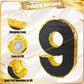PCFING 20 Inch Number 9 Piñata - Gold & Black with Stick, Blindfold & Confetti for Birthday Parties & Celebrations