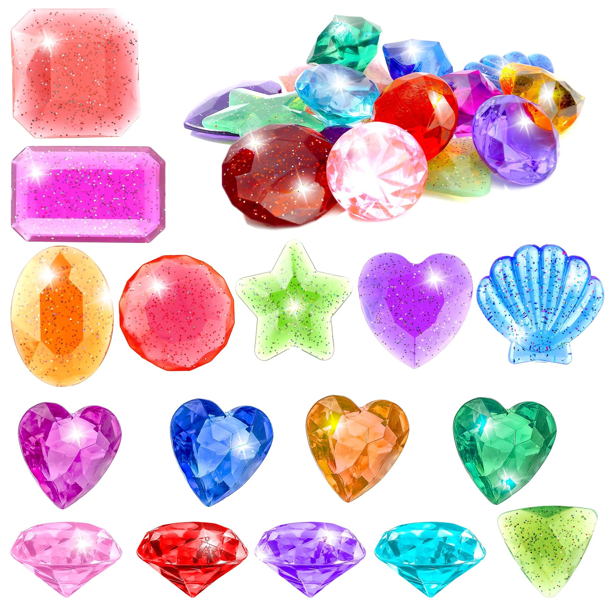 16 Pcs Diving Gems Pool Toys, Large Diamond Gem Pool Toys For Kids Ages 4-8-12, Colorful Pool Diving Toys, Swimming Gems Toys, U