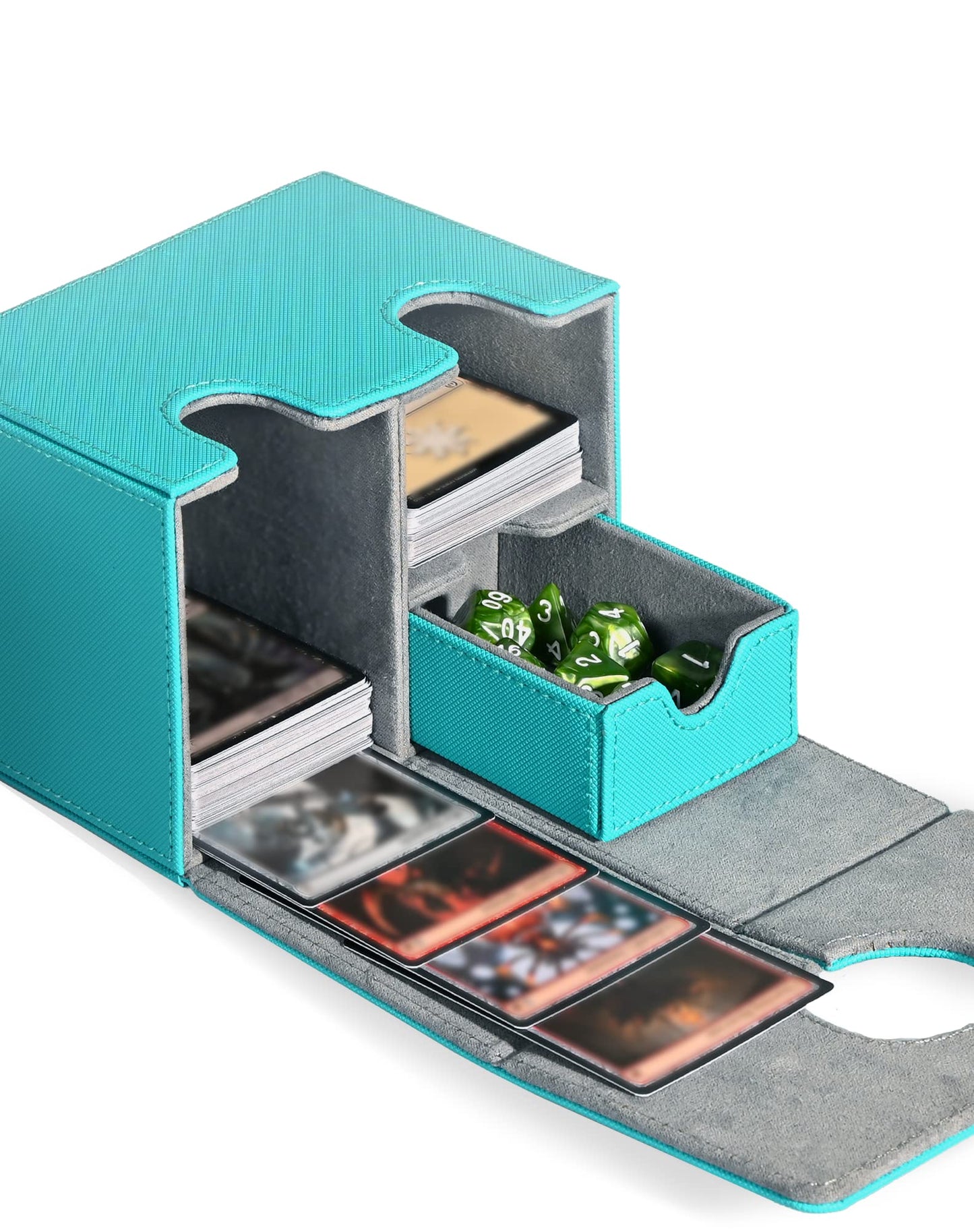 ZLCA Card Deck Box with Dice Tray for MTG Cards, 200+ Card Storage Box Fits for TCG CCG, PU Leather Strong Magnet Collectible Ca