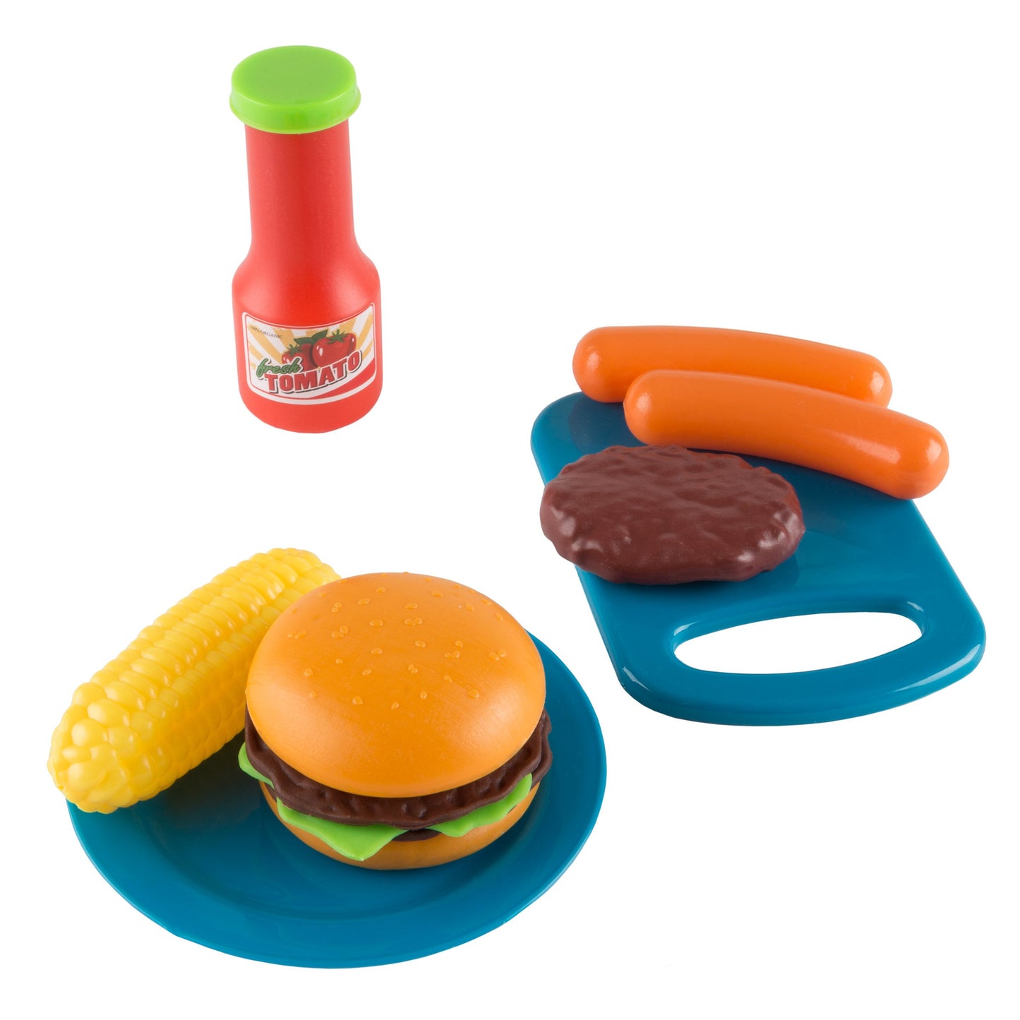 BBQ Grill Toy Set - Interactive Play Kitchen Set with Lights and Sounds, Wheels, Toy Food, and Cooking Accessories by Hey! Play!