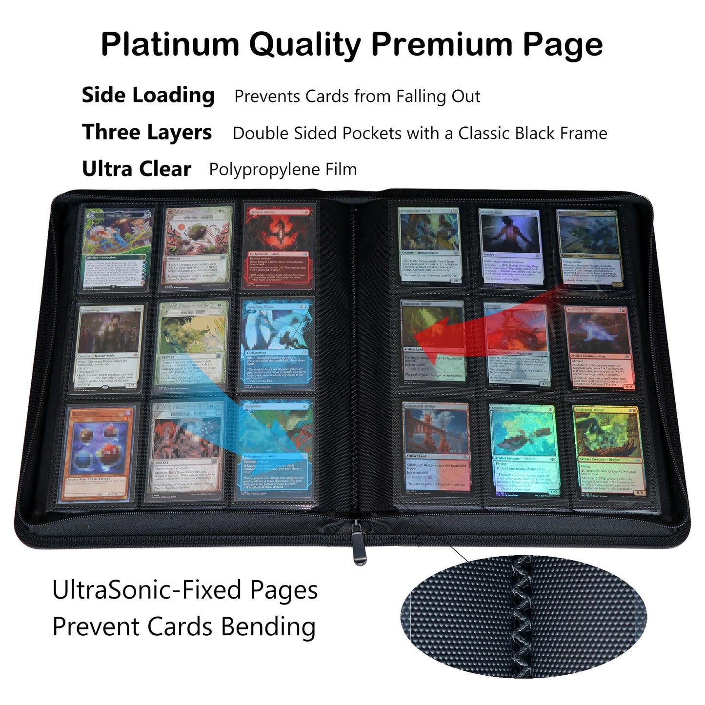 Rayvol enhanced 9-Pocket Card Binder - Fits 828 Trading Cards  Side Loading Ringless Card Collection Album for TCG and Sports Cards -Green