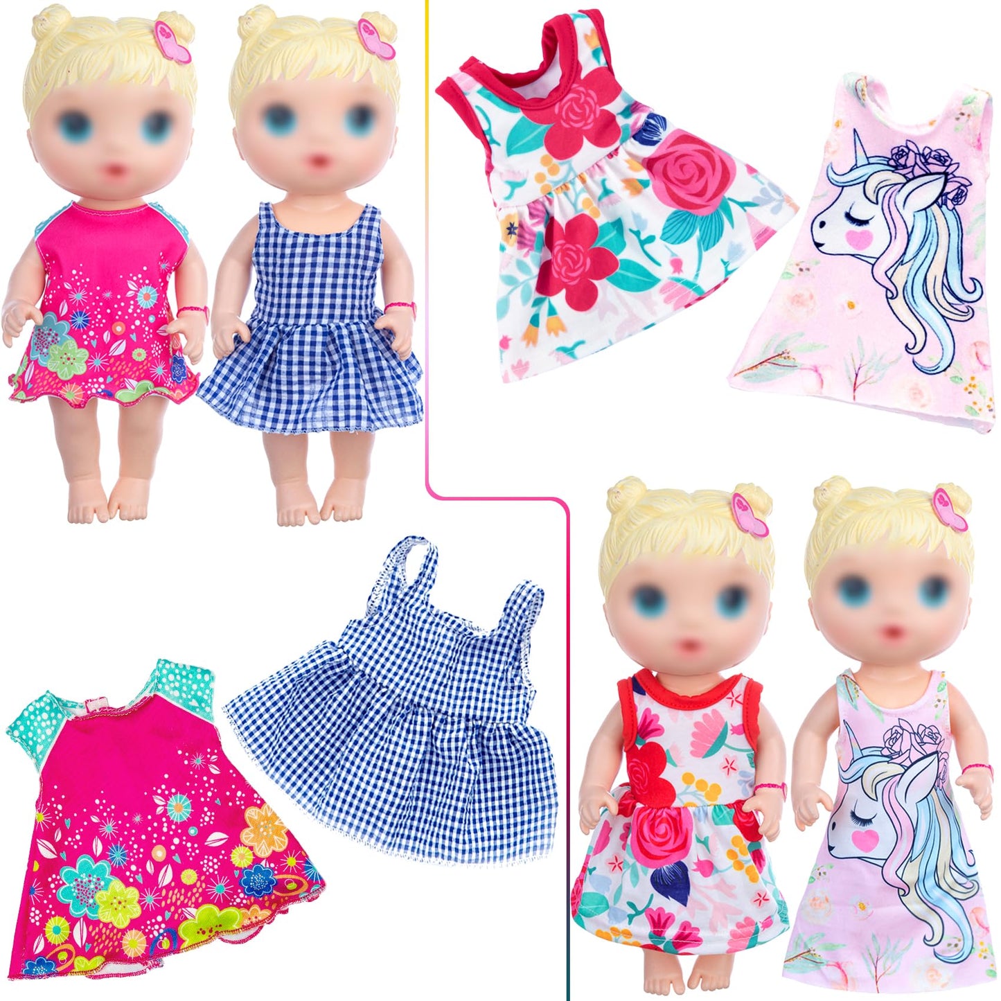 Unicorn Element 10 Sets Alive Baby Doll Clothes And Accessories Fit 12 Inch Baby Girl Doll ,Set Included Dresses, T-Shirts, Pants, Jumpsuit,Swimsuit-Best Gift For Girls