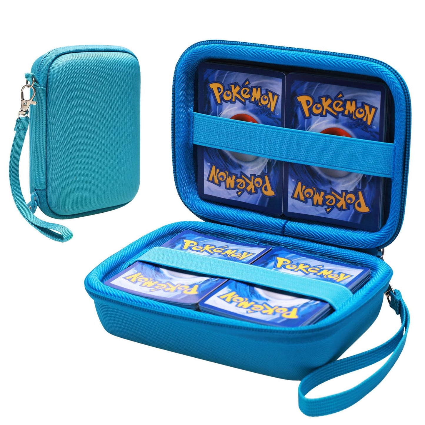 Ltgem Travel Cards Hard Case,Ptcg Trading Cards,Can Accommodate 300+Game Cards,Compatible Classic Game Cards Such As Cards Pokemon/Uno Etc,Travel Protection Storage Bag(Sky Blue)