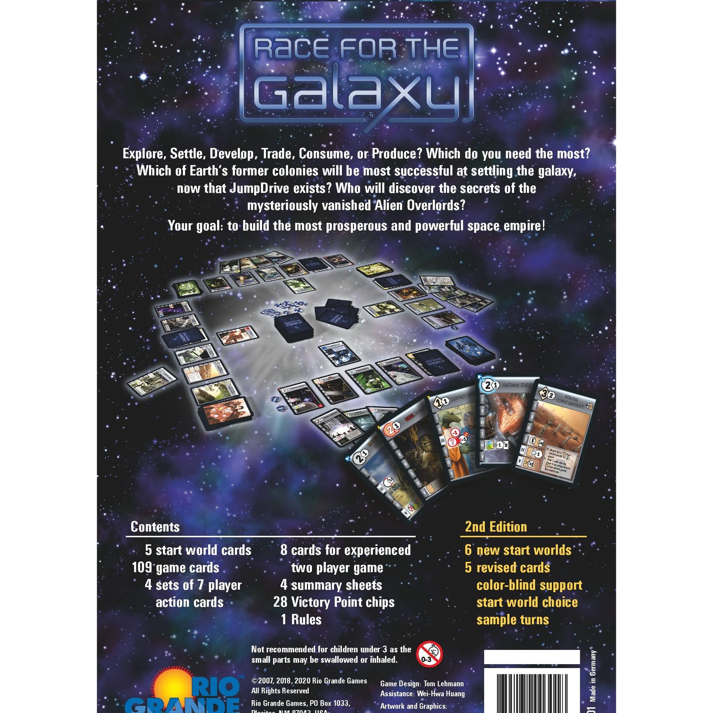 Rio Grande Games Race for the Galaxy Board Game for 2-4 Players, Ages 12+, Small Size, Cardboard, Model 301RGG