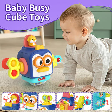 4 In 1 Baby Toy For 6 12 18 Month, Learning Toys For Babies 6-12 Months, Baby Busy Cube Toys, Stacking Toys, Unicorn Pull String