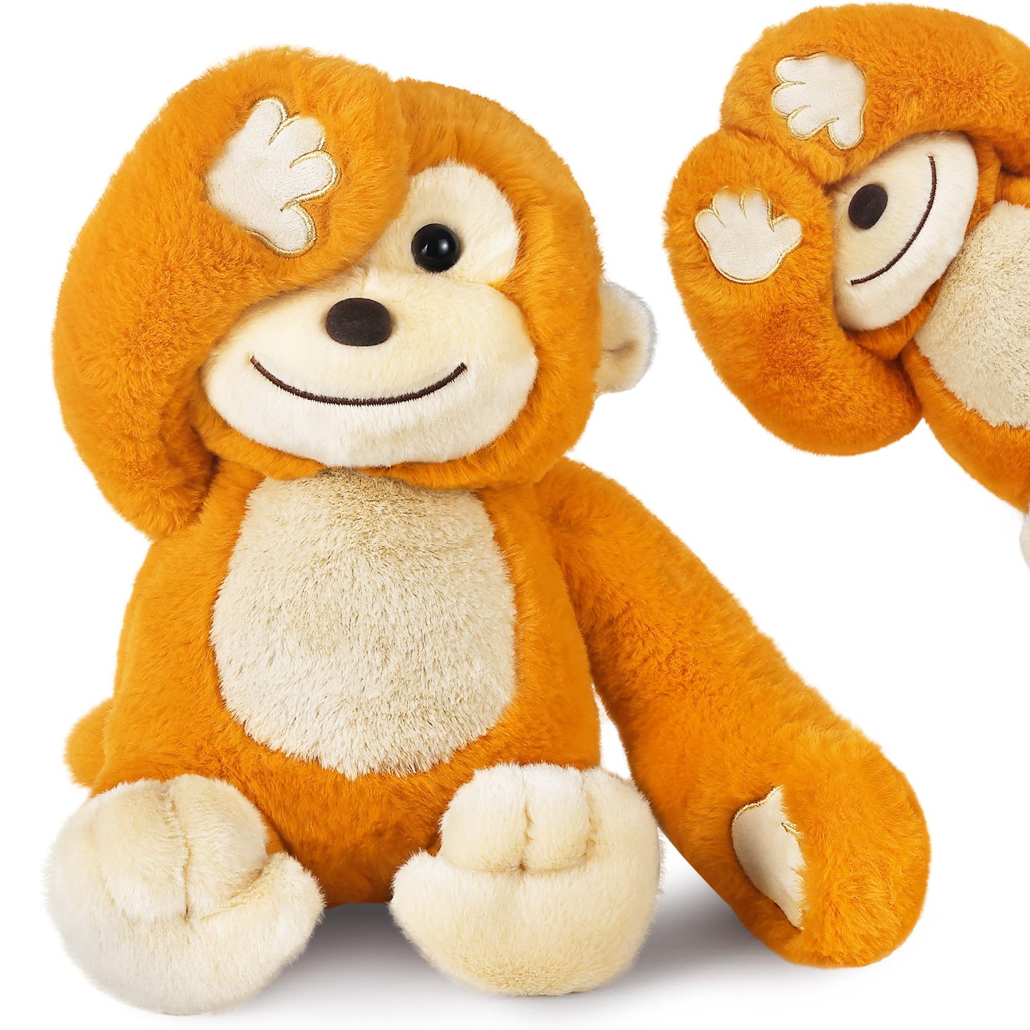 Iplay, Ilearn Baby Monkey Stuffed Animal, 12' Infant Soft Hide Seek Soft Plush Toy, Newborn Babies First Birthday Gift, Cute Stocking Stuffer For 0 3 6 9 12 Month, 1 2 3 Year Old Toddlers Girl Boy Kid