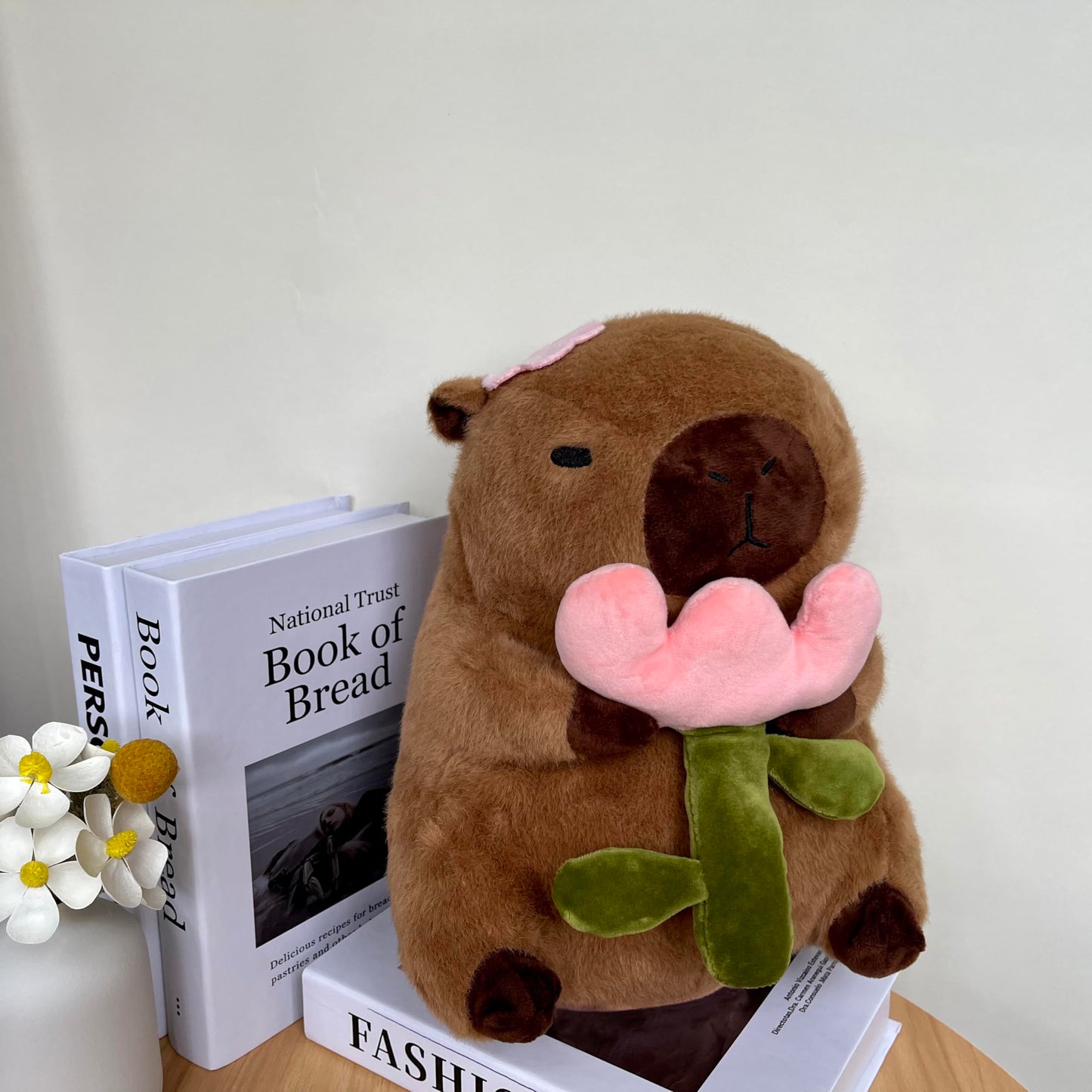 Arkdorz 12" Cute Capybara Plush Toy - Soft Cotton Stuffed Animal with Rose, Kawaii Design