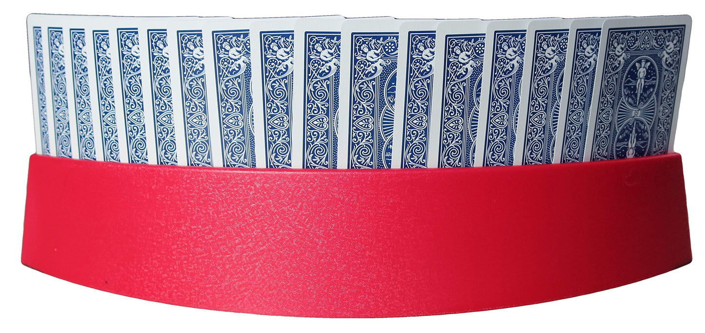 Twin Tier Premier Playing Card Holder (Set Of 2) - Holds Up To 32 Playing Cards Easily - 12 1/2' X 4 1/2' X 2 1/4' - Stack For Storage - Made In The Usa (Red)
