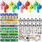 DoYoDoYa Soccer Party Favors Set 96Pcs - Slap Bracelet, Keychain, Tattoos, Toy Whistle - Sports Party Favors for Kids Boys